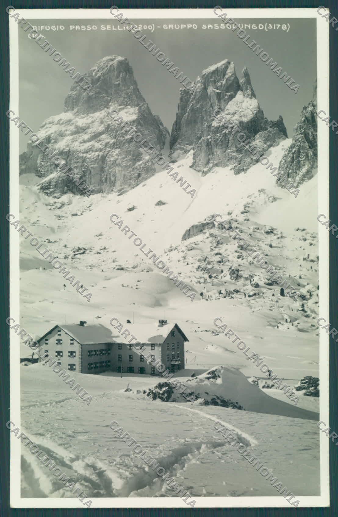 Bolzano Selva di Valgardena Rifugio Passo Sella Nevicata Foto cartolina ZC4704 – fronte