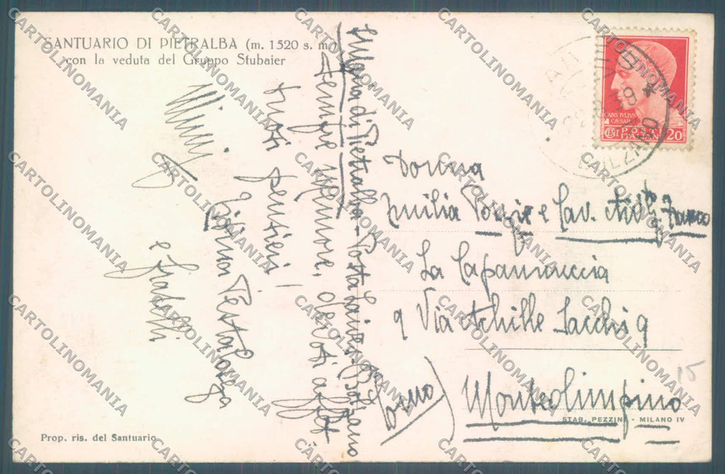 Bolzano Nova Ponente Pietralba Santuario di ABRASA Foto cartolina ZC4705 – retro