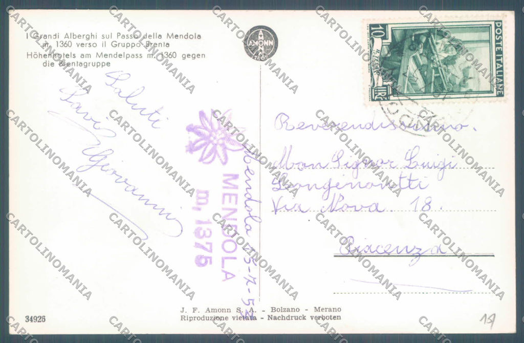 Trento Mendola Passo di Gruppo Brenta Foto cartolina ZC4753 – retro