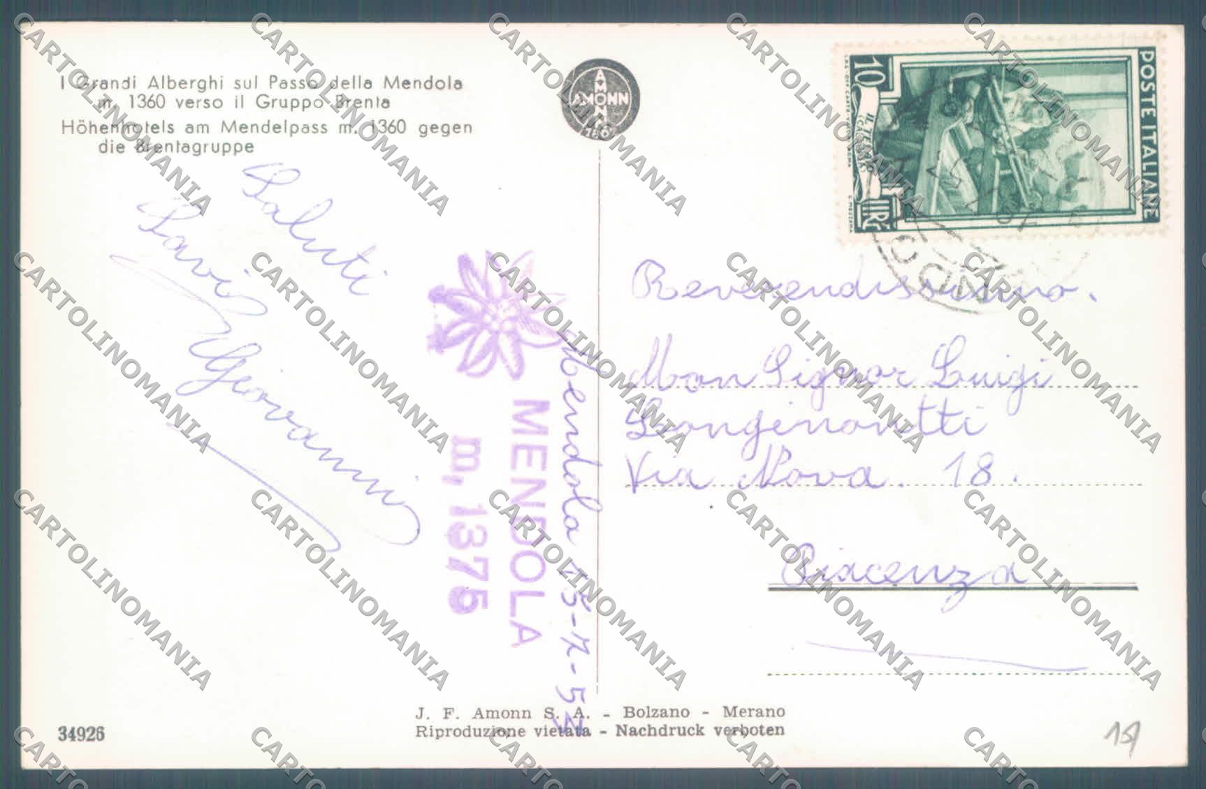 Trento Mendola Passo di Gruppo Brenta Foto cartolina ZC4753 – retro