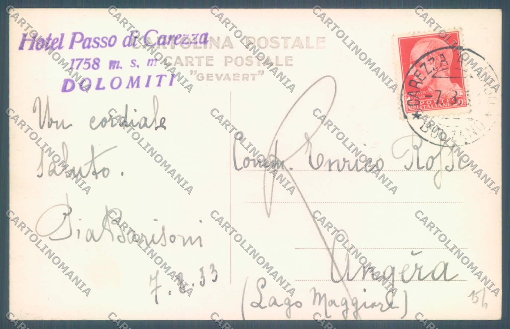 Bolzano Nova Levante Carezza Hotel Passo di Carezza Foto cartolina ZC4766 – retro