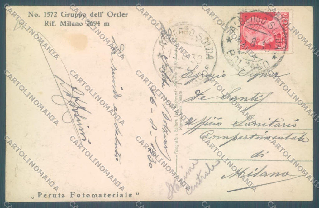 Bolzano Solda Rifugio Milano Gruppo Ortler Foto cartolina ZC4789 – retro