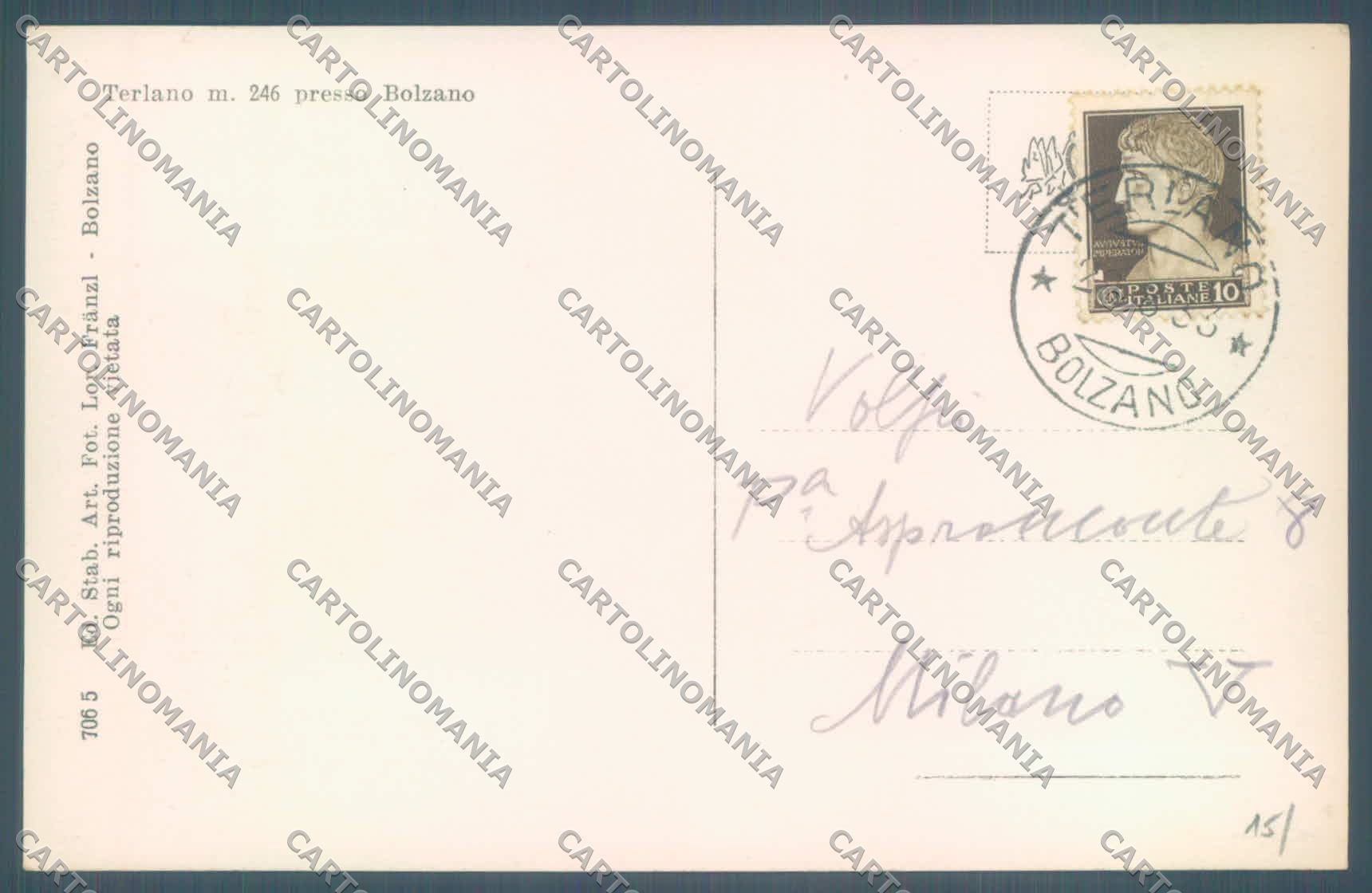 Bolzano Terlano Foto cartolina ZC4802 – retro