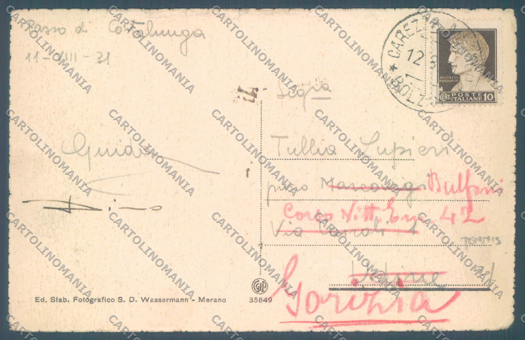 Trento Passo di Costalunga Catinaccio Tennis PIEGA cartolina ZC4827 – retro