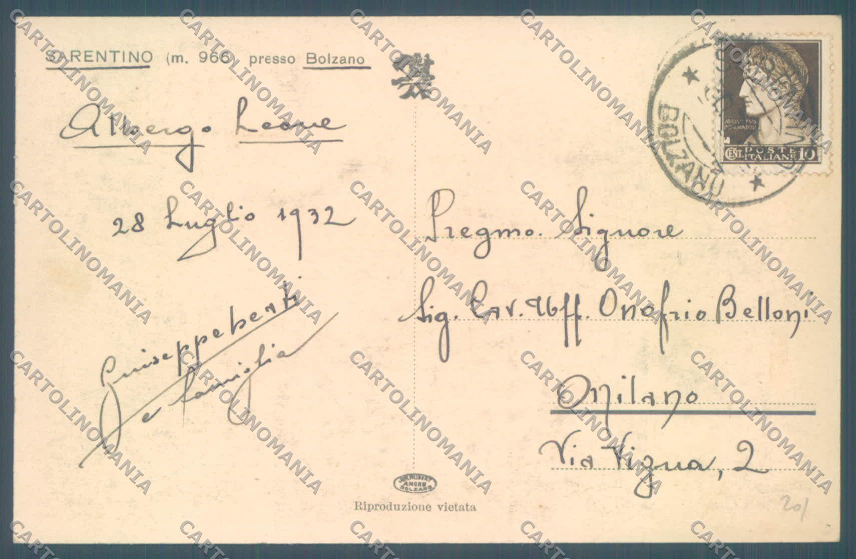 Bolzano Sarentino cartolina ZC4836 – retro