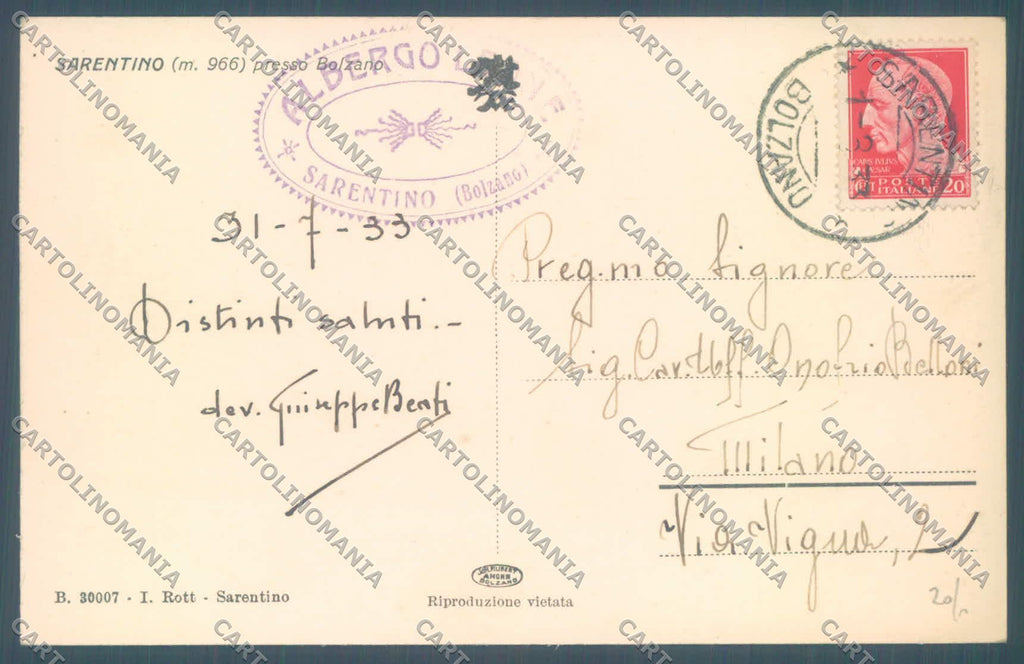 Bolzano Sarentino cartolina ZC4837 – retro