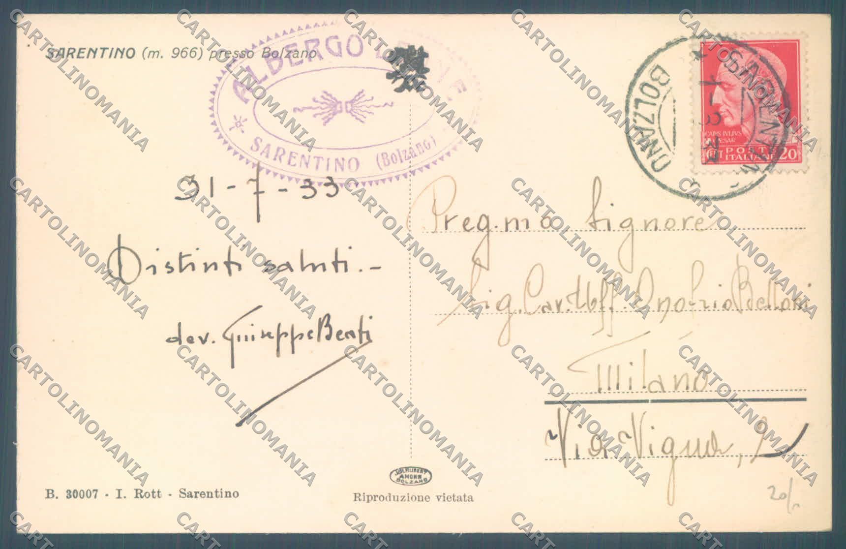 Bolzano Sarentino cartolina ZC4837 – retro