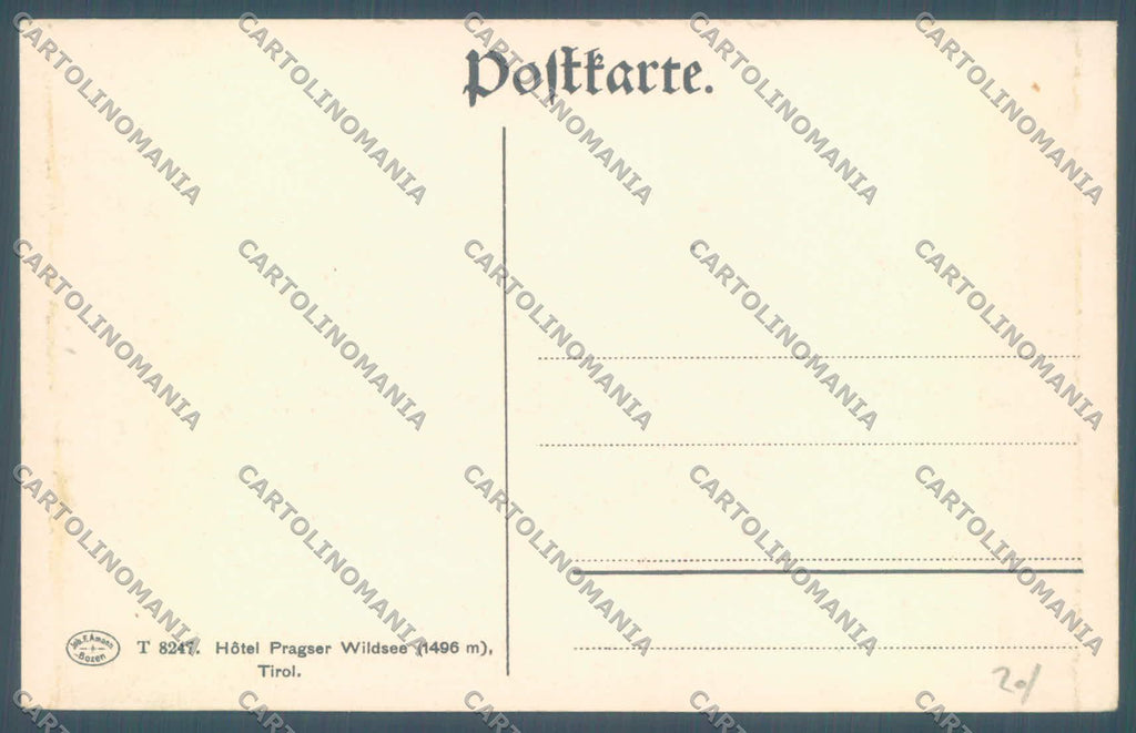 Bolzano Braies Hotel Lago di cartolina ZC4861 – retro