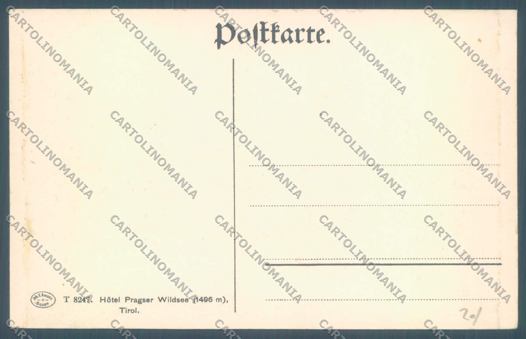 Bolzano Braies Hotel Lago di cartolina ZC4861 – retro