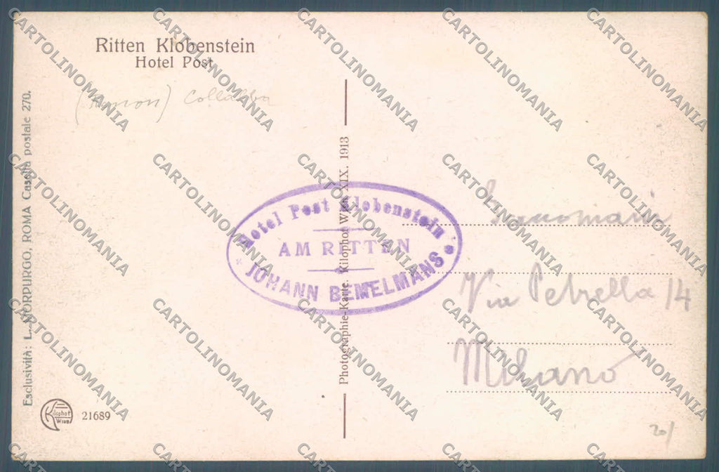 Bolzano Renon Collalbo cartolina ZC4879 – retro
