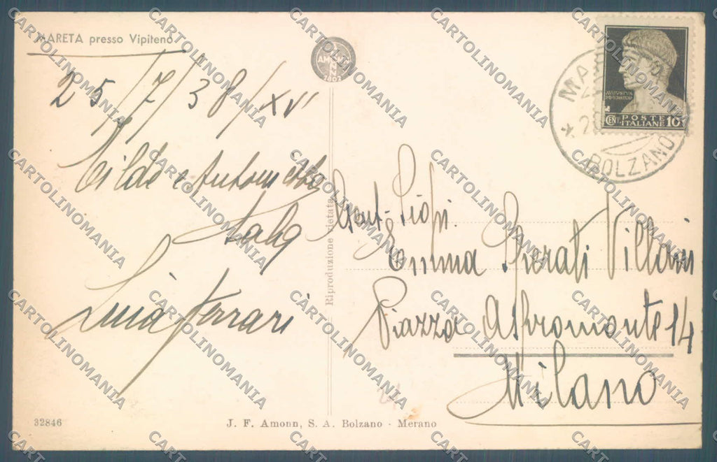 Bolzano Racines Mareta cartolina ZC4893 – retro