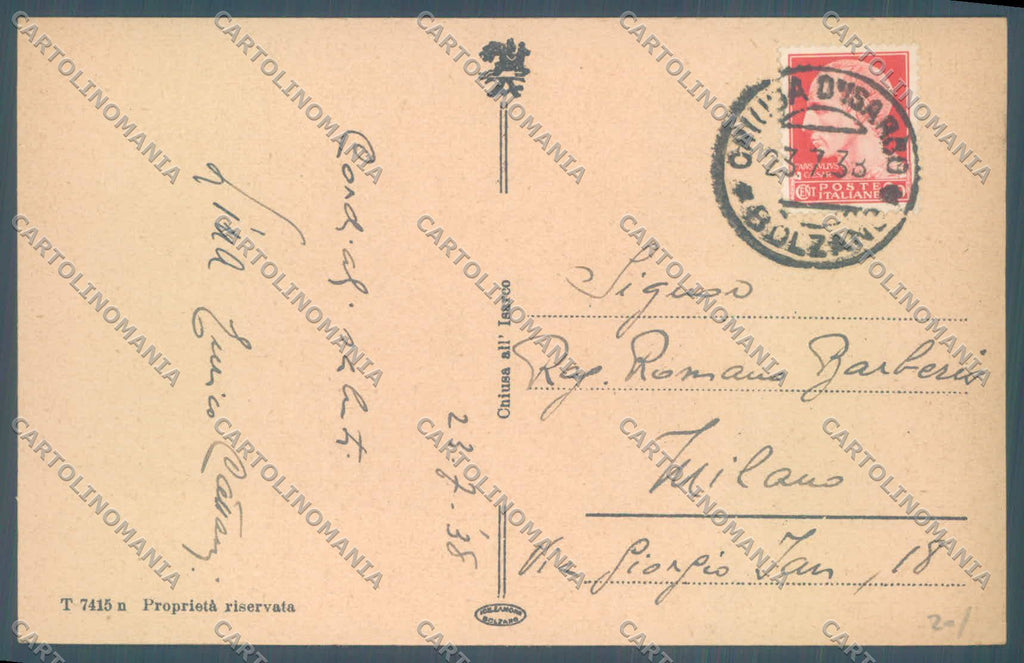 Bolzano Chiusa cartolina ZC4907 – retro