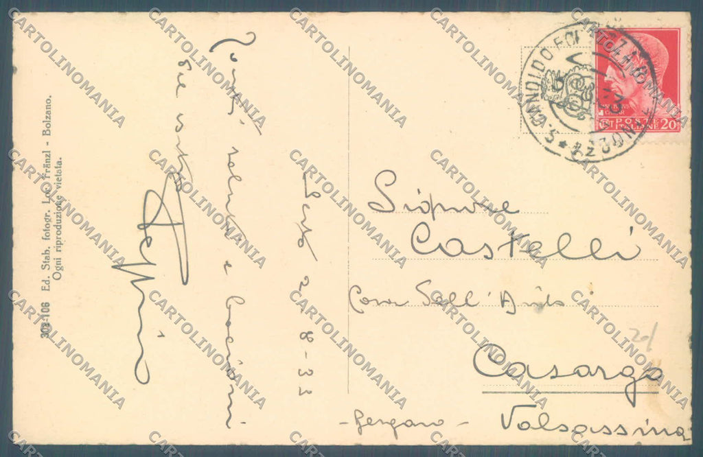 Bolzano Sesto Val di Sesto San Candido cartolina ZC4911 – retro