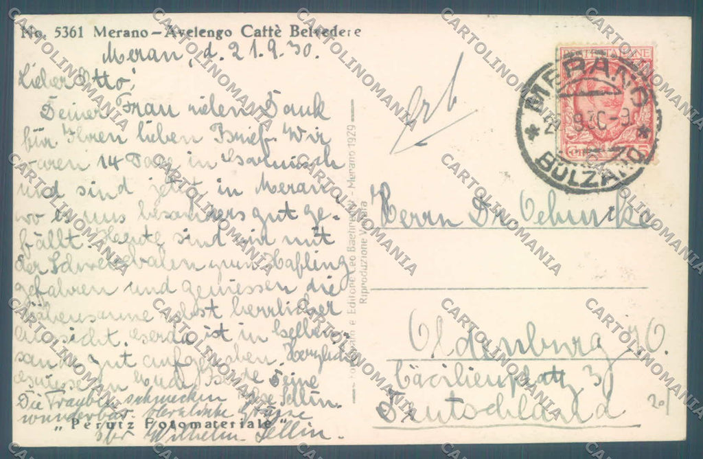 Bolzano Merano Avelengo Foto cartolina ZC4942 – retro
