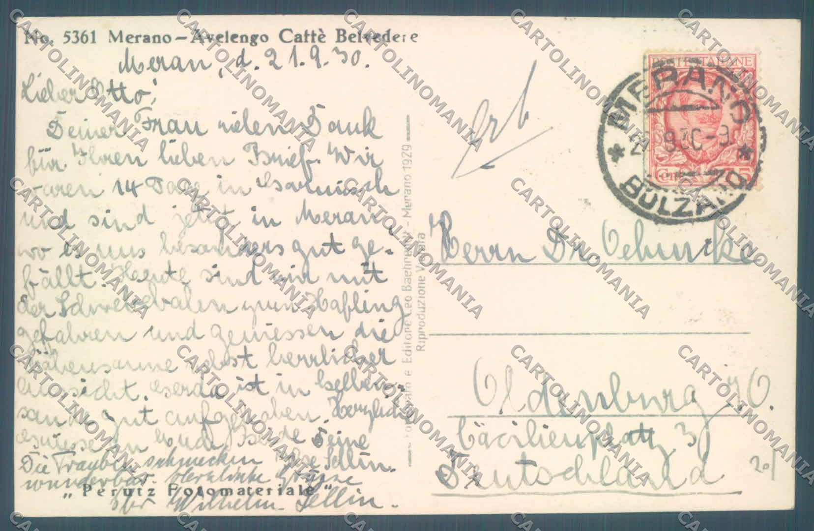Bolzano Merano Avelengo Foto cartolina ZC4942 – retro