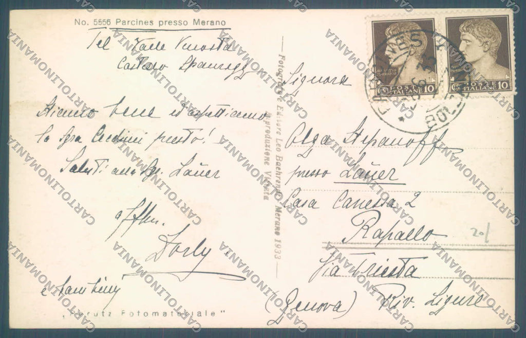 Bolzano Merano Percines Foto cartolina ZC4962 – retro