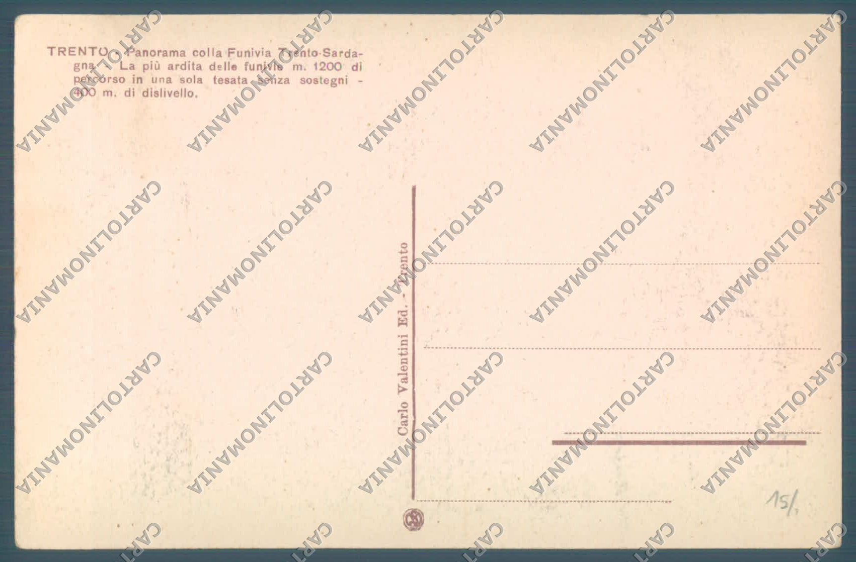 Trento Città Funivia Trento Sardagna cartolina ZC5031 – retro