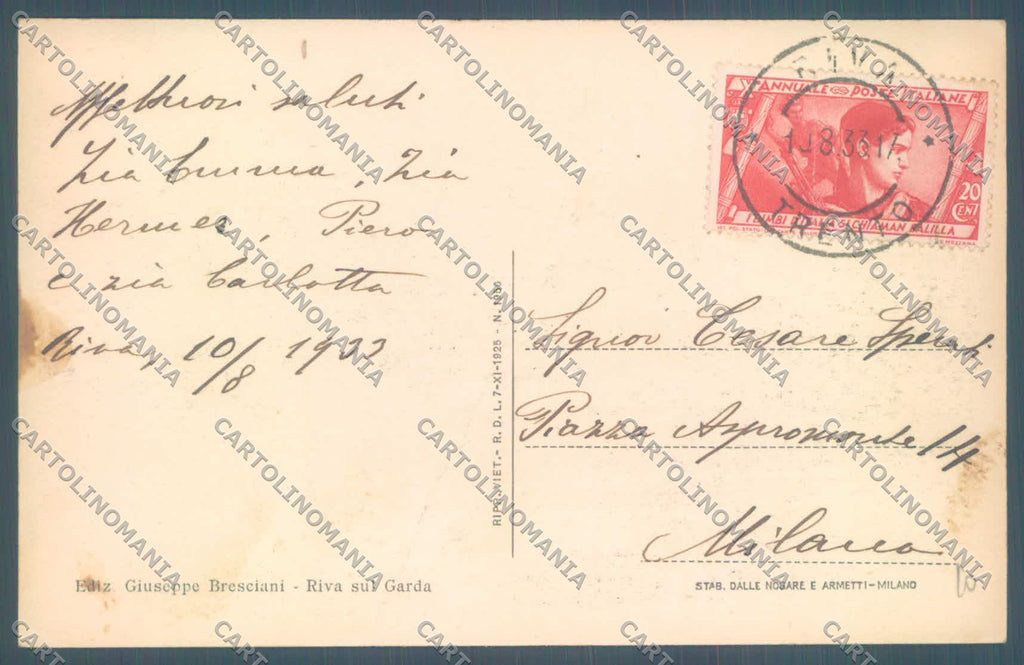 Trento Riva Lago di Garda Battello PIEGA cartolina ZC5122 – retro
