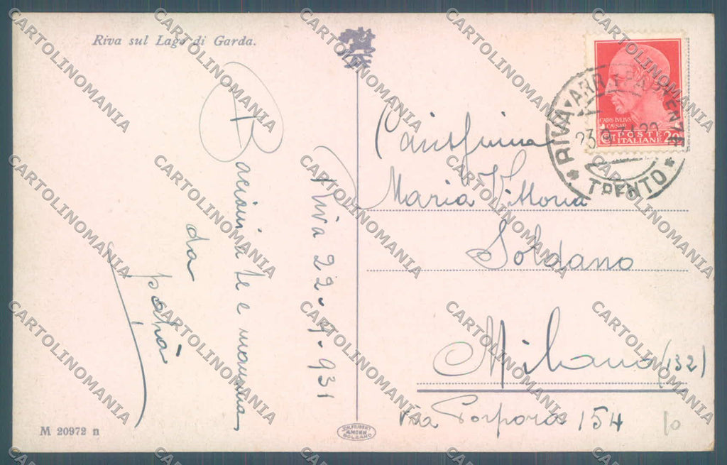 Trento Riva Lago di Garda STRAPPINO cartolina ZC5161 – retro