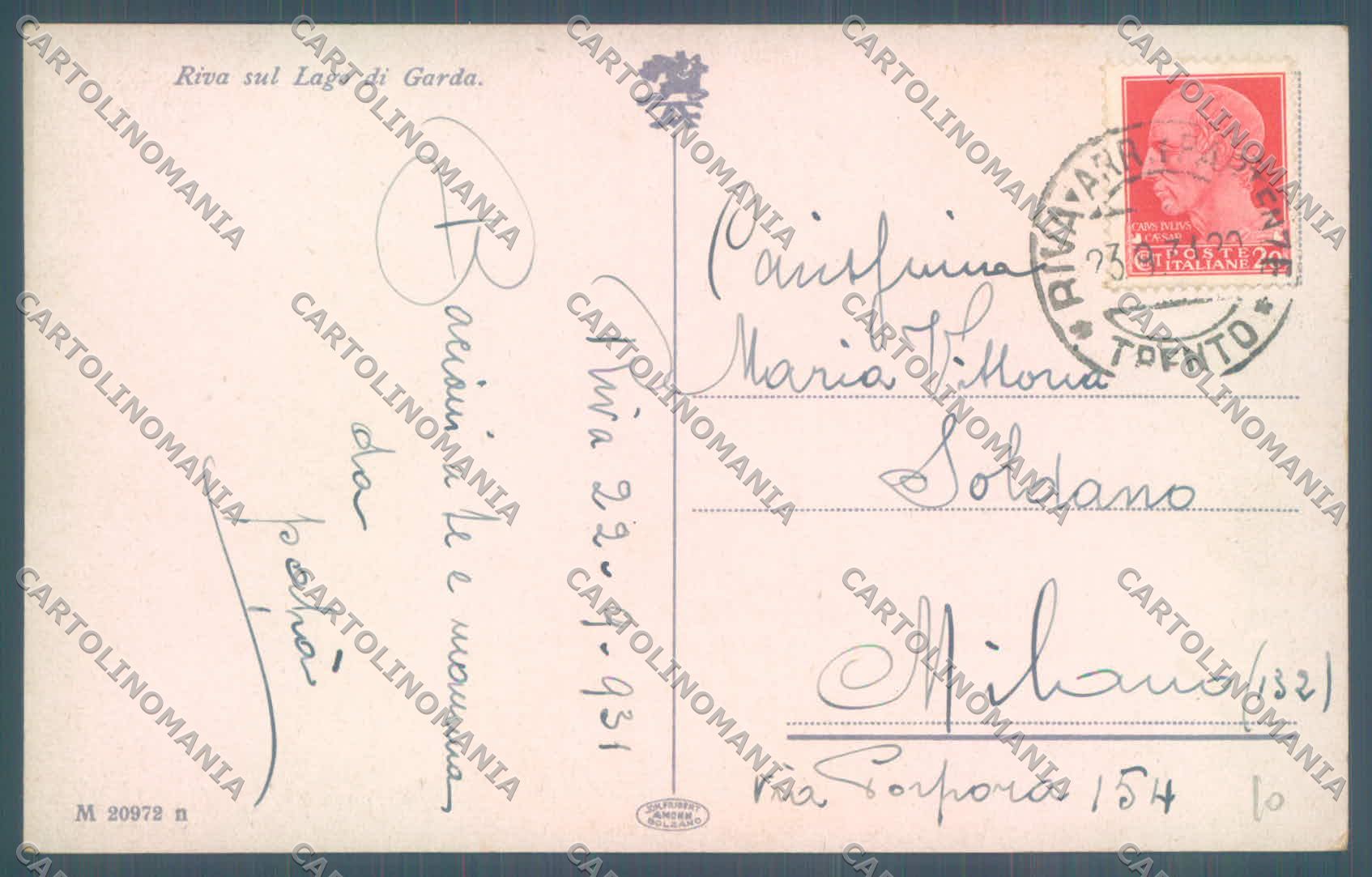 Trento Riva Lago di Garda STRAPPINO cartolina ZC5161 – retro