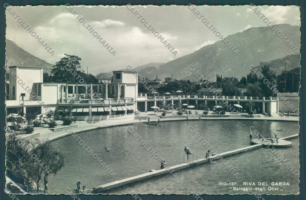 Trento Riva Lago di Garda Spiaggia degli Olivi PIEGA Foto cartolina ZC5262 – fronte