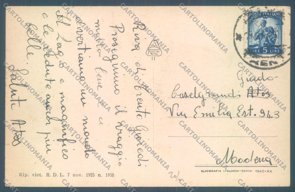 Trento Riva Lago di Garda Battello STRAPPINO PIEGHE cartolina ZC5294 – retro