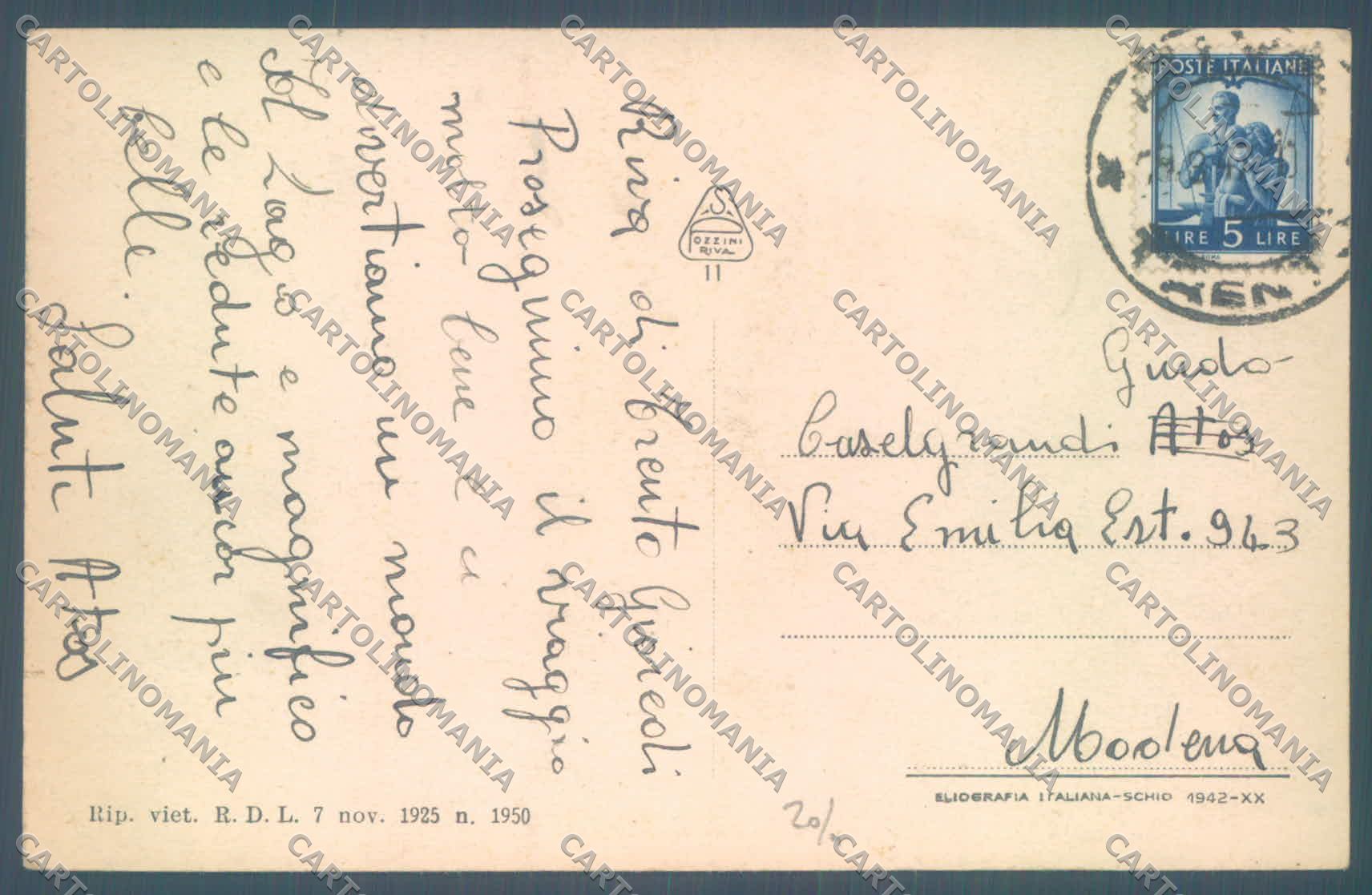 Trento Riva Lago di Garda Battello STRAPPINO PIEGHE cartolina ZC5294 – retro