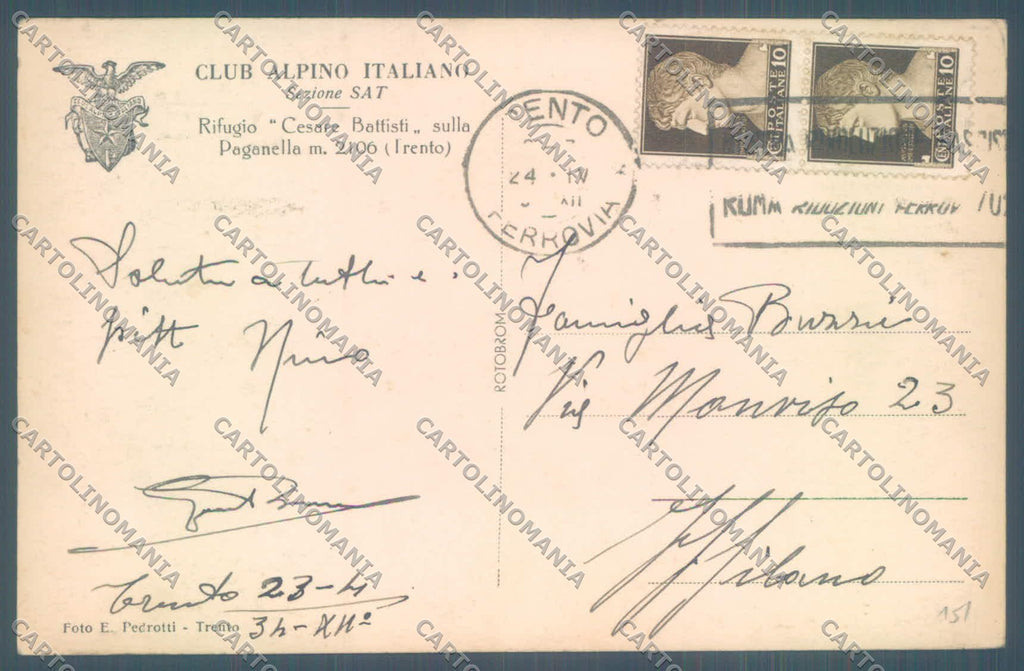 Trento Rifugio Cesare Battisti Sulla Paganella Cai Piega Foto cartolina ZC5338 – retro