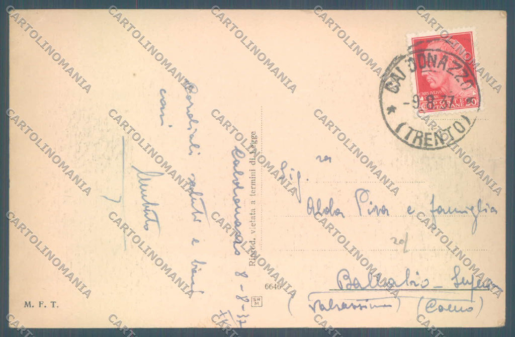 Trento Caldonazzo PIEGHINE cartolina ZC5367 – retro