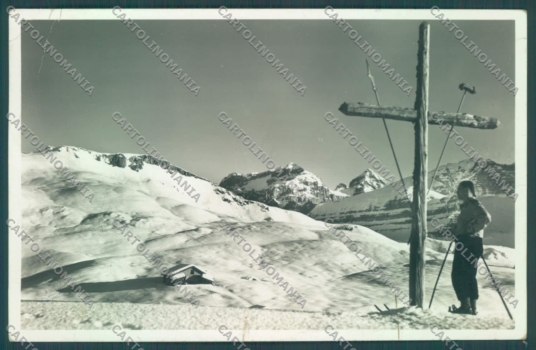 Trento Pinzolo Madonna di Campiglio Nevicata Sci PIEGHE Foto cartolina ZC5401 – fronte