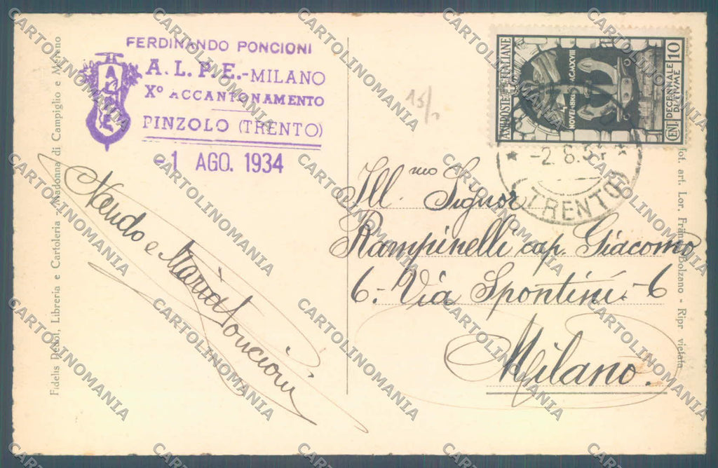 Trento Pinzolo Madonna di Campiglio Rifugio Tosa Monte Daino cartolina ZC5404 – retro