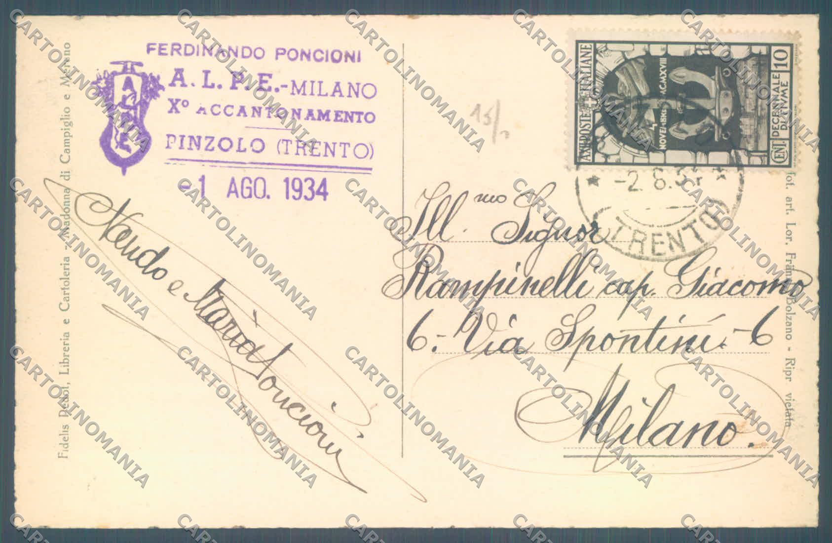 Trento Pinzolo Madonna di Campiglio Rifugio Tosa Monte Daino cartolina ZC5404 – retro