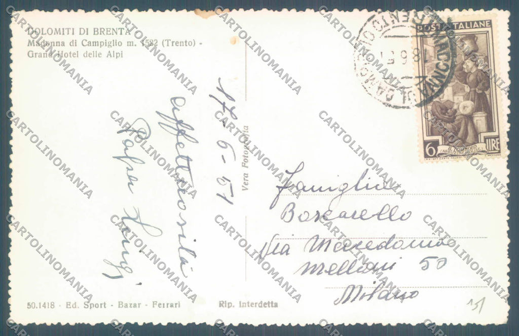 Trento Pinzolo Madonna di Campiglio Foto cartolina ZC5416 – retro