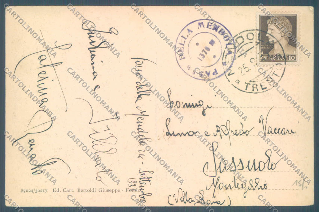 Trento Mendola Passo di cartolina ZC5444 – retro