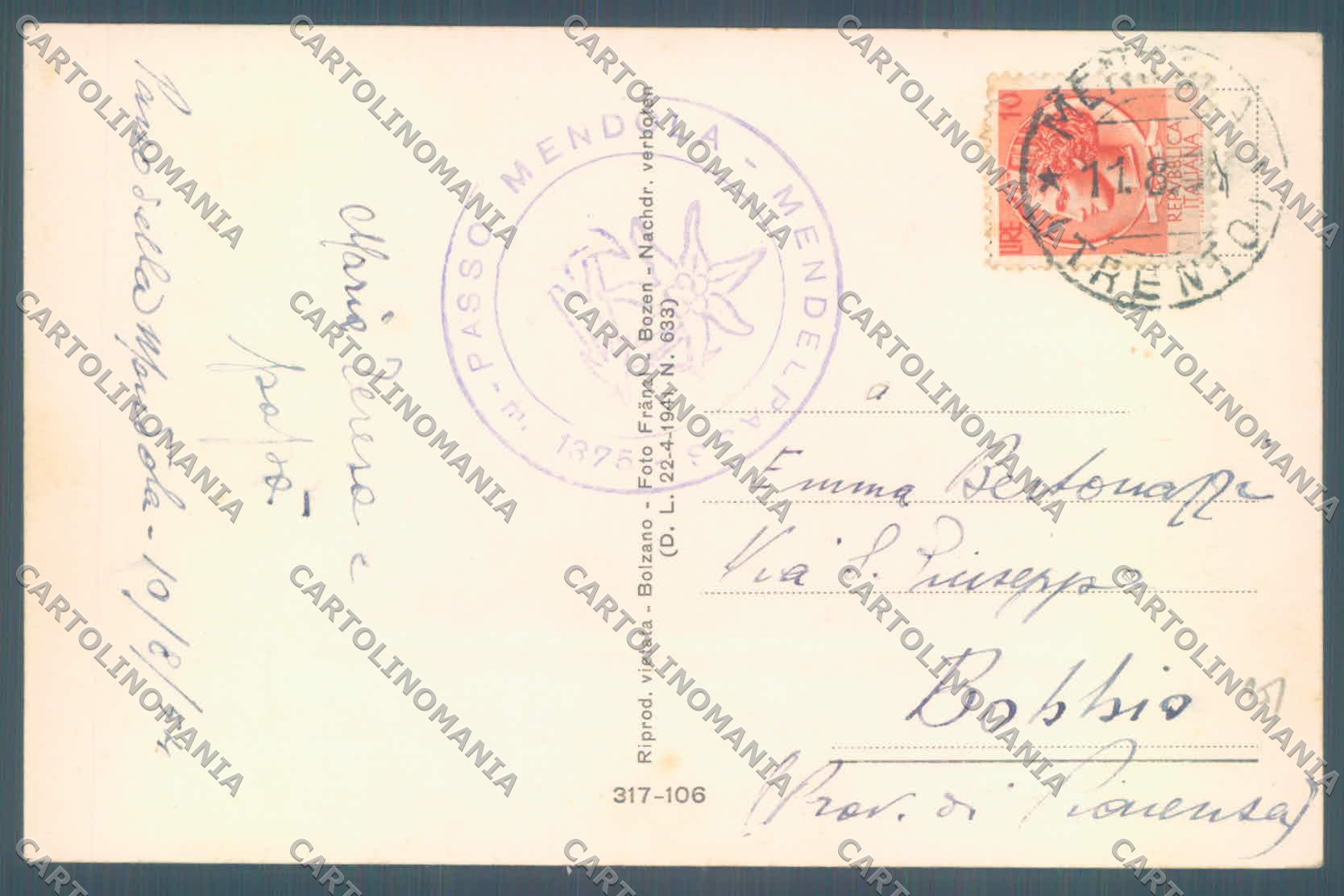 Trento Mendola Passo di Piscina cartolina ZC5445 – retro