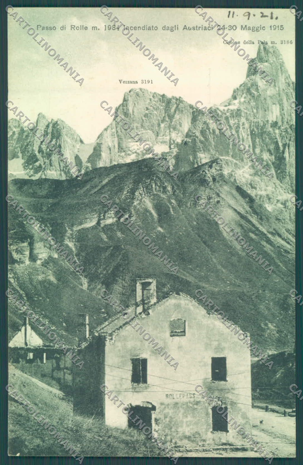 Trento Passo Rolle Incendio 1918 cartolina ZC5465 – fronte