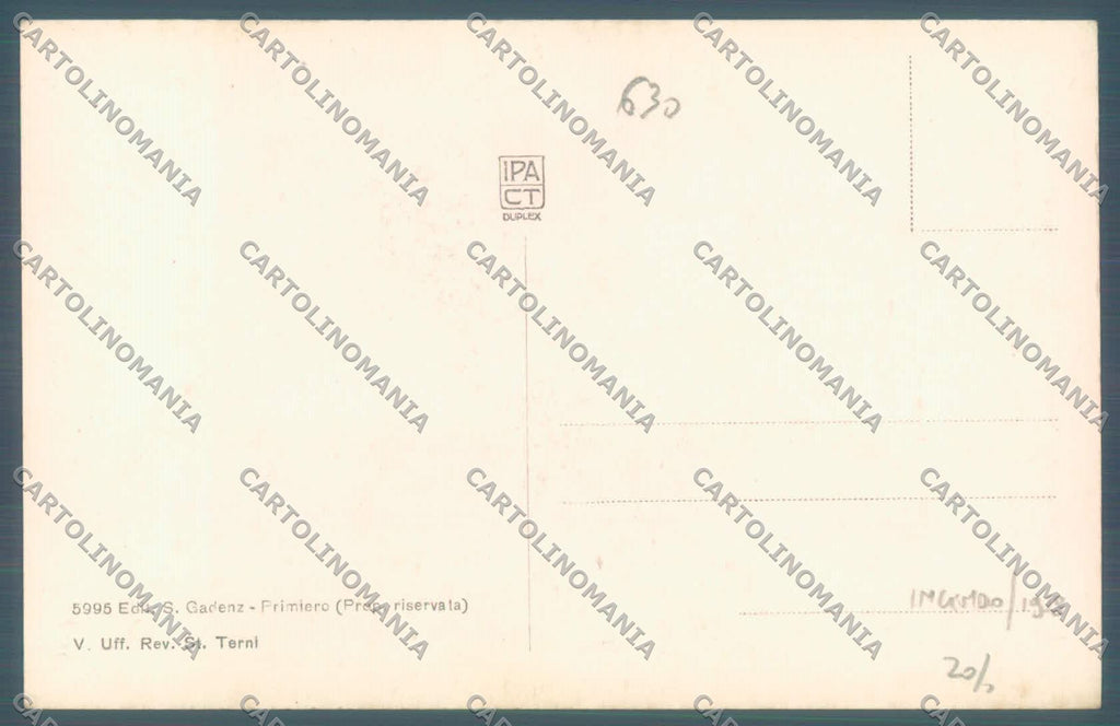 Trento Passo Rolle Incendio 1918 cartolina ZC5465 – retro