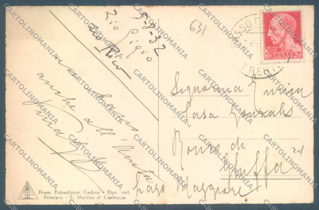 Trento Passo Rolle Malga di Vezzana Cimon della Pala ABRASA cartolina ZC5466 – retro