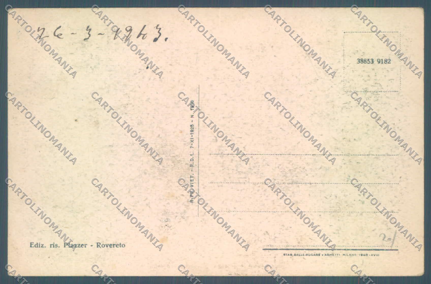 Trento Rovereto Fontana PIEGHINA cartolina ZC5481 – retro