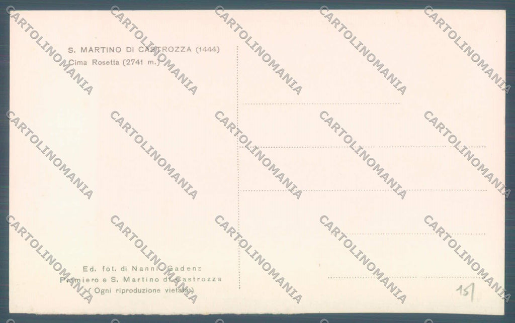 Trento San Martino di Castrozza Rosetta Foto cartolina ZC5491 – retro