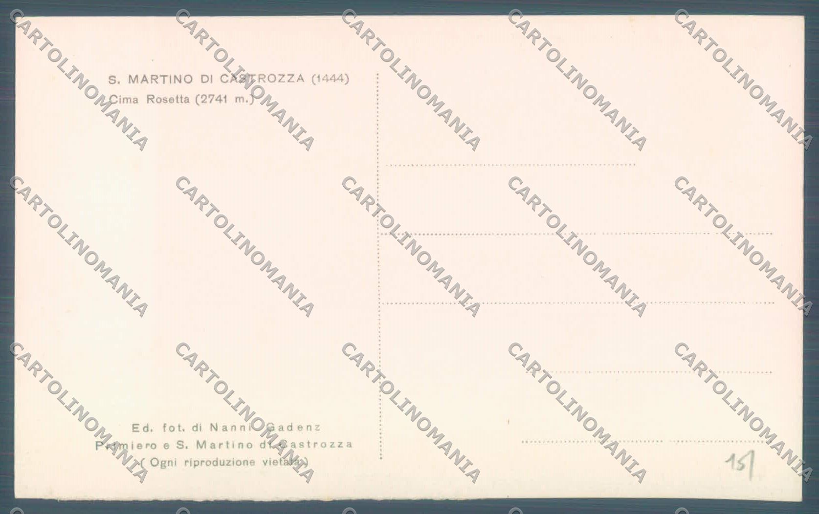 Trento San Martino di Castrozza Rosetta Foto cartolina ZC5491 – retro