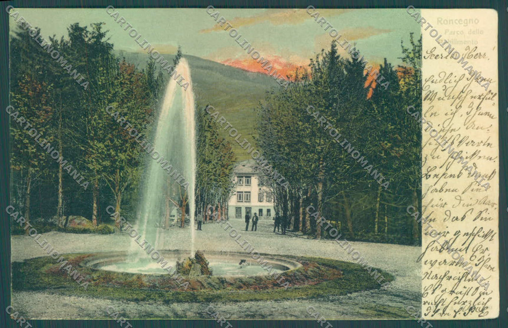 Trento Roncegno Fontana PIEGA FORO D1981cartolina ZC5518 – fronte