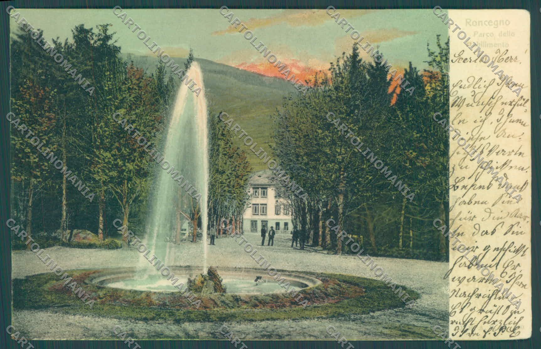 Trento Roncegno Fontana PIEGA FORO D1981cartolina ZC5518 – fronte
