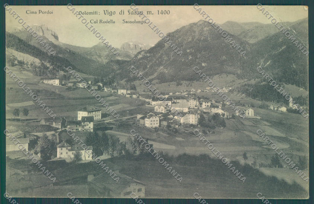 Trento Vigo di Fassa Pordoi Col Rodella Sassolugo PIEGA cartolina ZC5602 – fronte