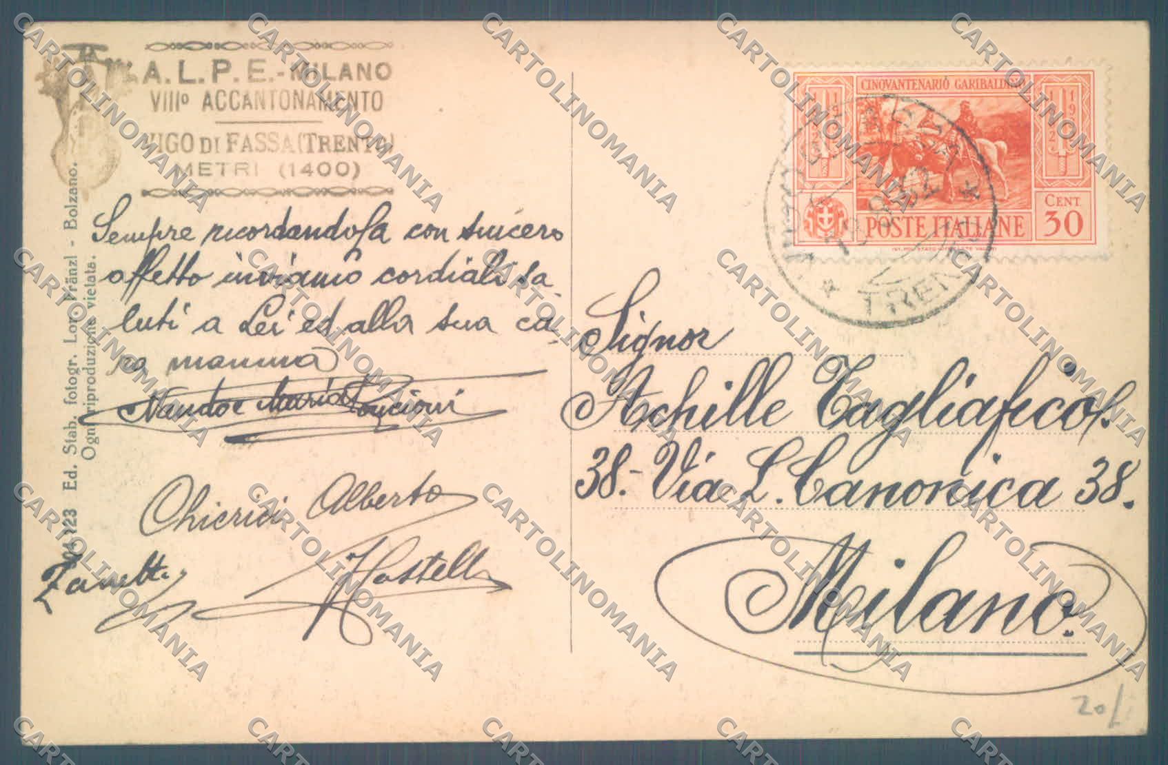Trento Vigo di Fassa Pordoi Col Rodella Sassolugo PIEGA cartolina ZC5602 – retro
