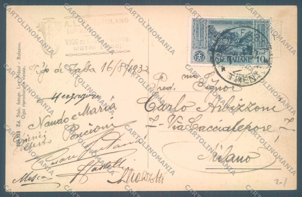 Trento Vigo di Fassa Pordoi Col Rodella Sassolugo cartolina ZC5606 – retro