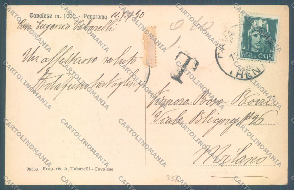 Trento Cavalese ABRASA cartolina ZC5654 – retro