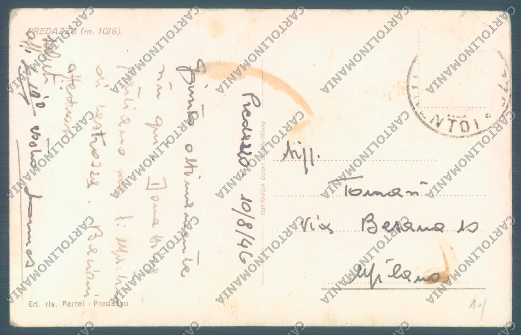 Trento Predazzo ABRASA PIEGHE cartolina ZC5680 – retro