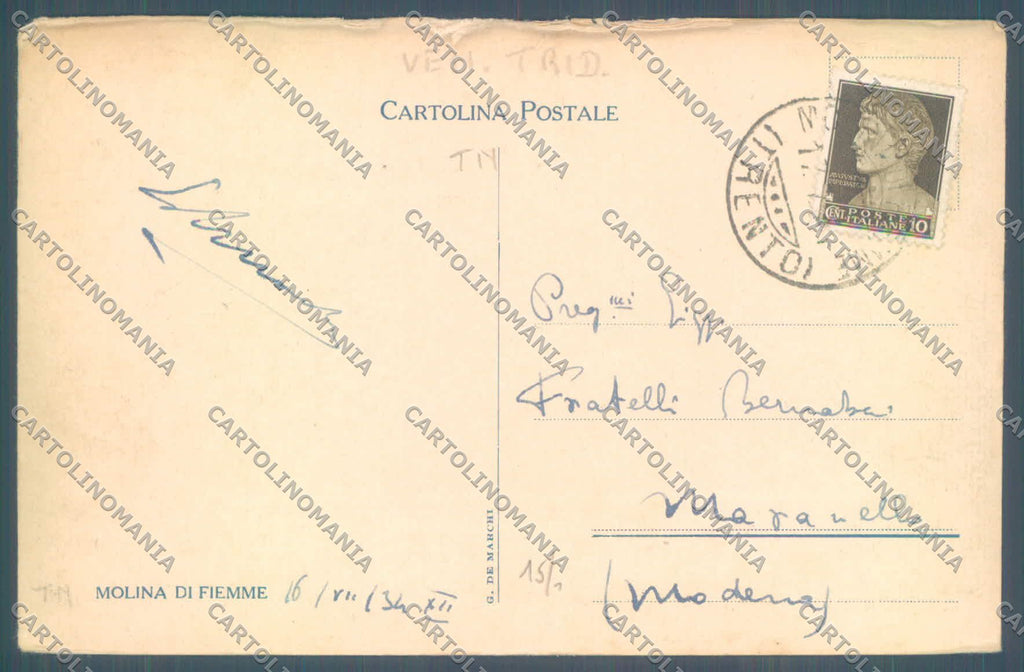 Trento Fiemme Molina di PIEGHINA cartolina ZC5717 – retro