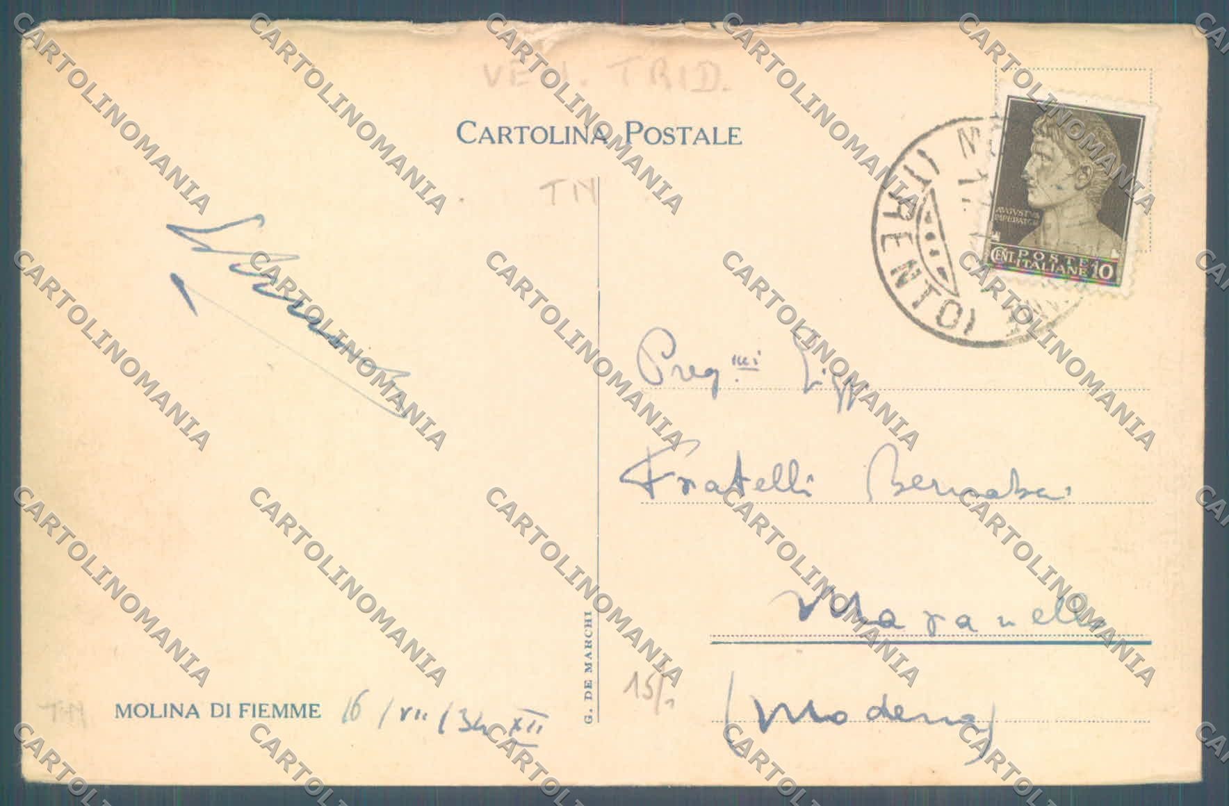 Trento Fiemme Molina di PIEGHINA cartolina ZC5717 – retro